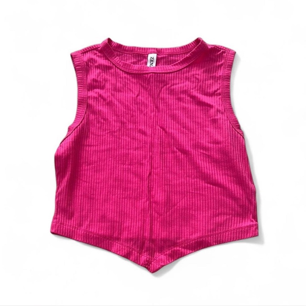 Pink Sleeveless Ribbed Top